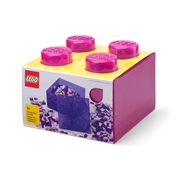 Lego Storage Brick 4 Top Lid - Glitter Medium Violet