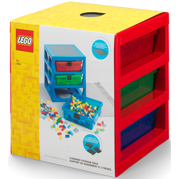 LEGO 3-Drawer Storage Rack - Red