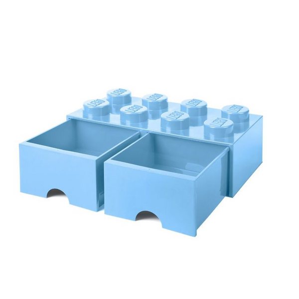 LEGO® 8-Stud Storage Brick 2 Drawers - Light Royal Blue