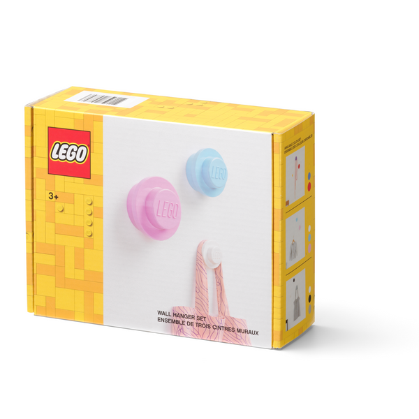 LEGO Wall Hanger Set of 3 - White, Light Blue & Pink