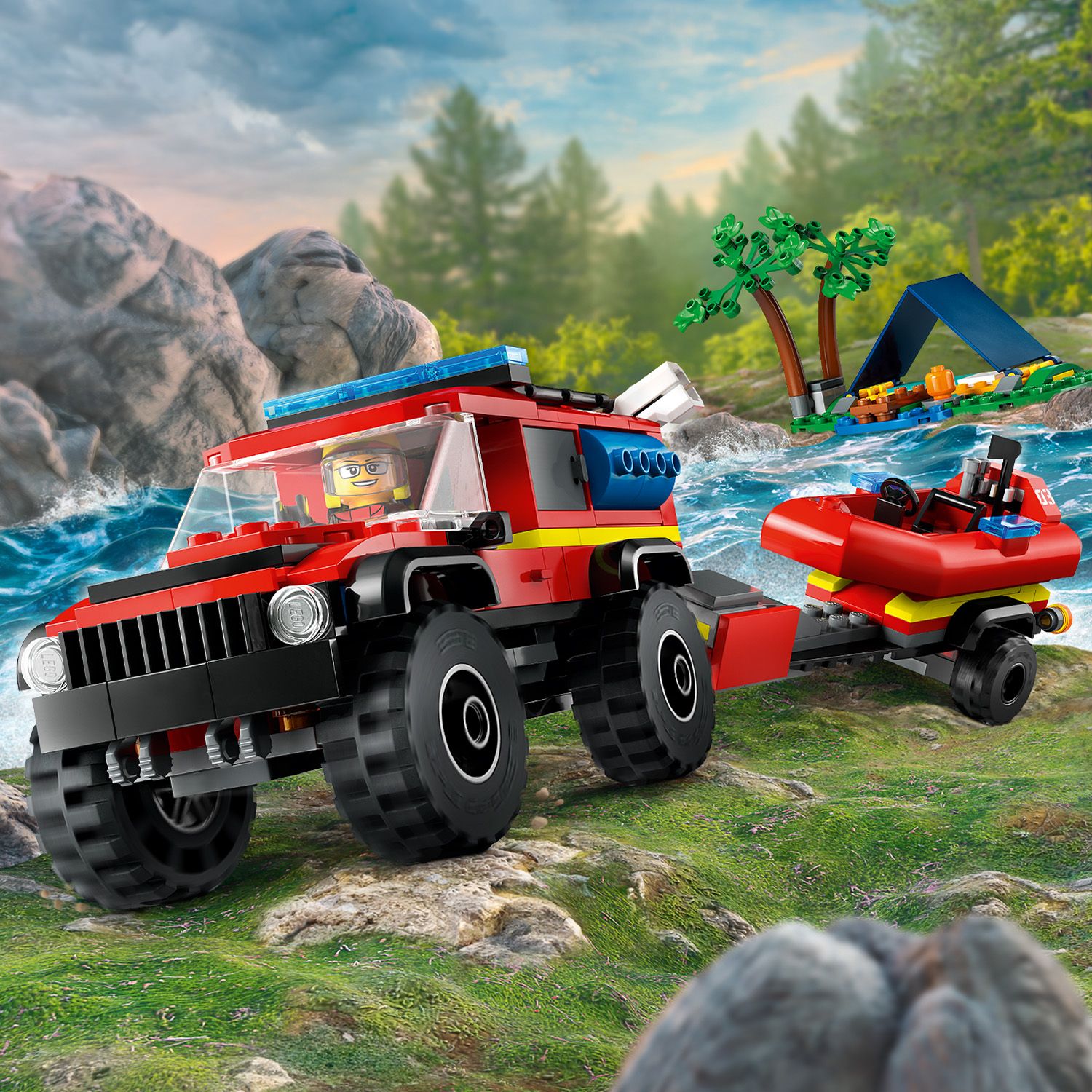 LEGO City 4x4 Fire Truck with Rescue Boat AG LEGO Certified Stores