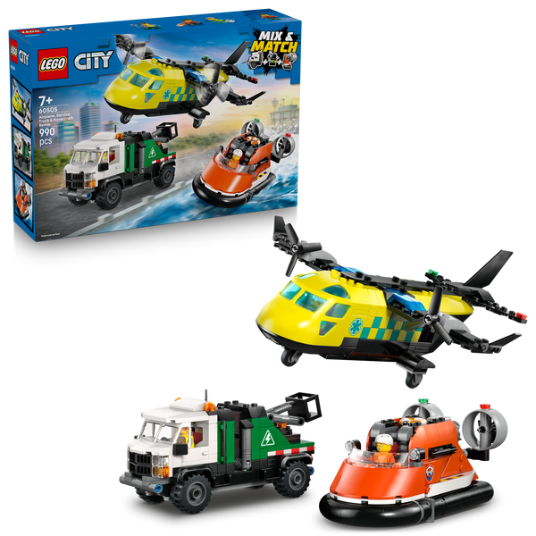 LEGO® City Airplane, Service Truck & Hovercraft Remix