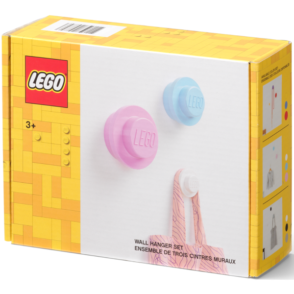LEGO Wall Hanger Set of 3 - White, Light Blue & Pink