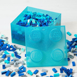 Lego Storage Brick 4 Top Lid - Glitter Light Blue