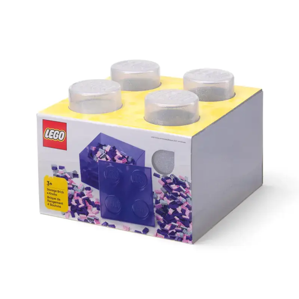 Lego Storage Brick 4 Top Lid - Glitter Translucent