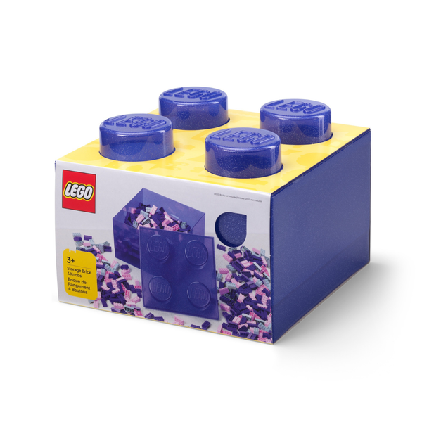 Lego Storage Brick 4 Top Lid - Glitter Violet
