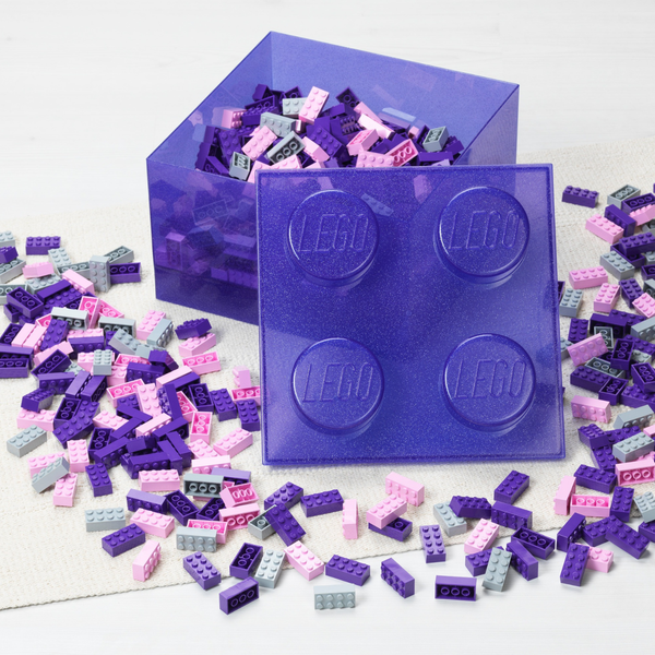 Lego Storage Brick 4 Top Lid - Glitter Violet
