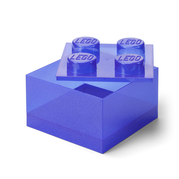 Lego Storage Brick 4 Top Lid - Glitter Violet