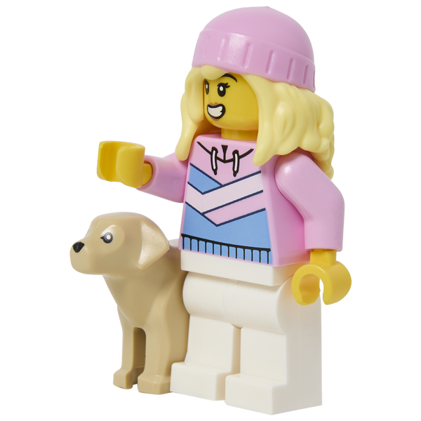 Minifigure Pink Dog Walker Girl