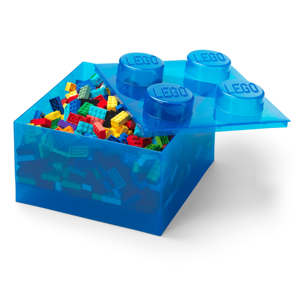Lego Storage Brick 4 Top Lid - Translucent Blue