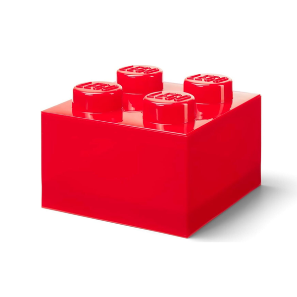 Lego Storage Brick 4 Top Lid - Translucent Red
