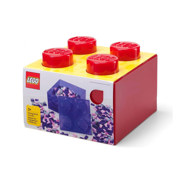 Lego Storage Brick 4 Top Lid - Translucent Red