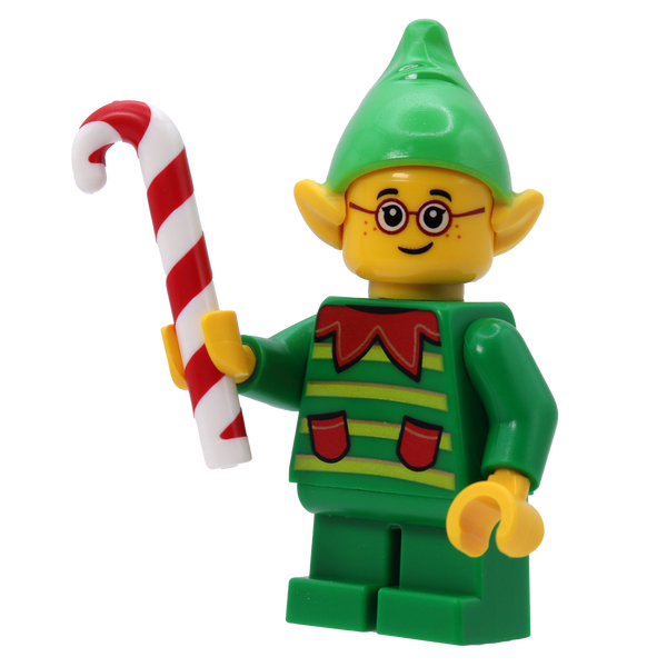 Minifigure Elf with Candy Cane
