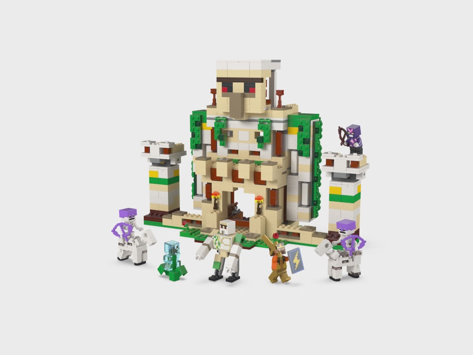 LEGO 21250 Minecraft The Iron Golem Fortress, Buildable Castle Toy,  Convertible into a Large Figure, with 7 Figures Including Crystal Knight,  Skeleton