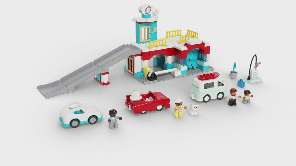 LEGO DUPLO 10948 - Juego de estacionamiento y lavado de autos, juguete de  aprendizaje para niños pequeños con garaje, gasolinera y autos de juguete