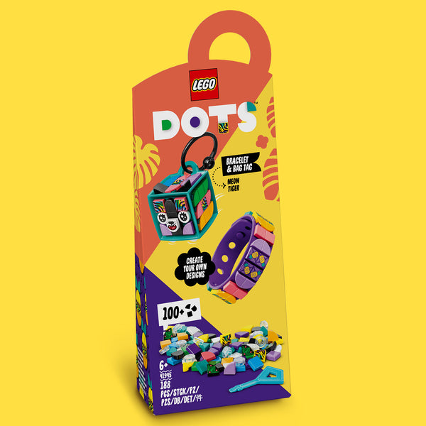 LEGO® DOTS™ Neon Tiger Bracelet & Bag Tag