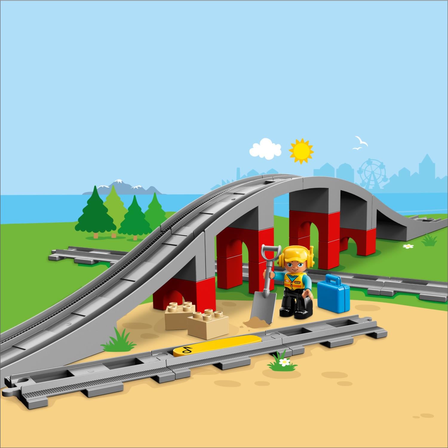 Lego duplo train bridge and best sale tracks 10872