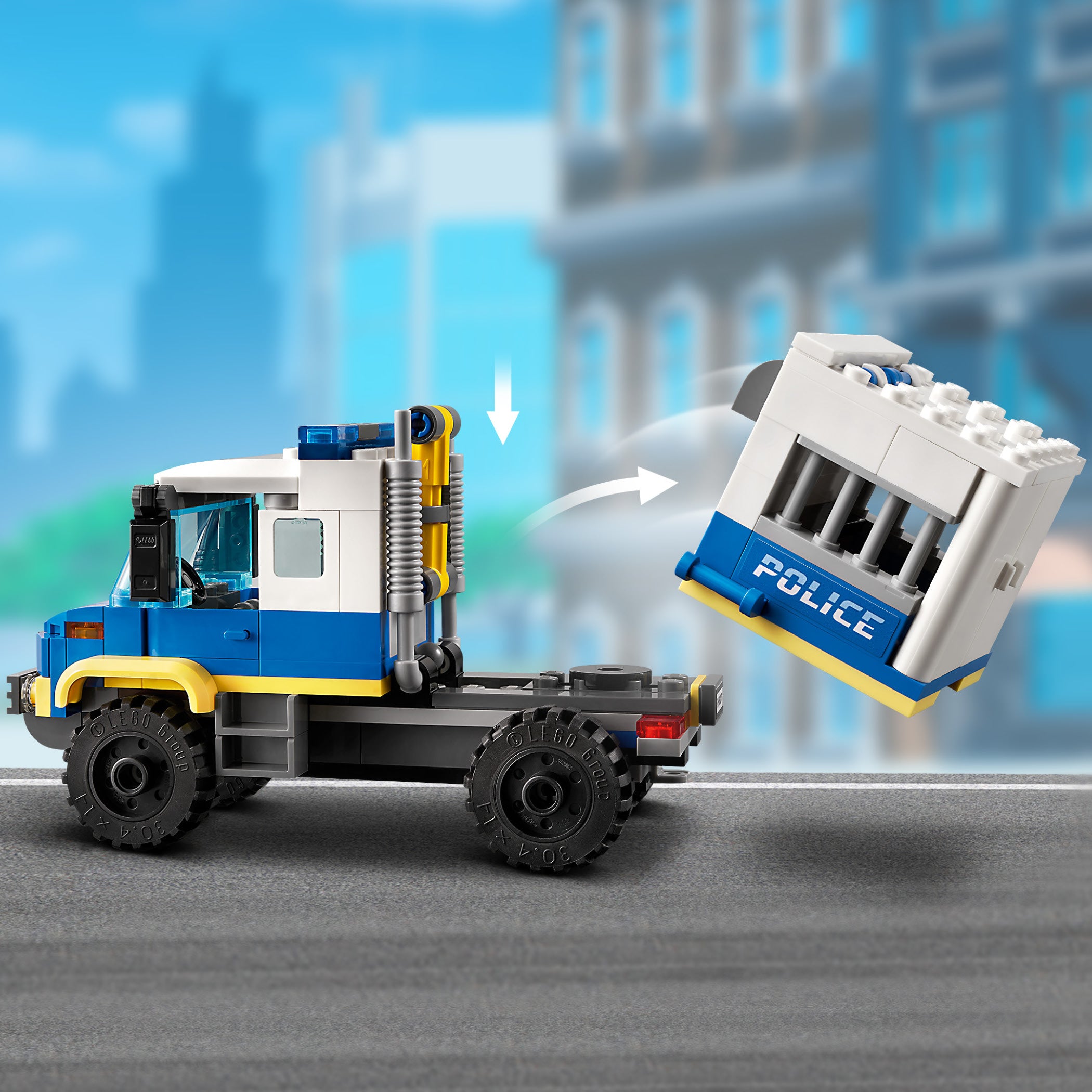 Lego police sales transport truck