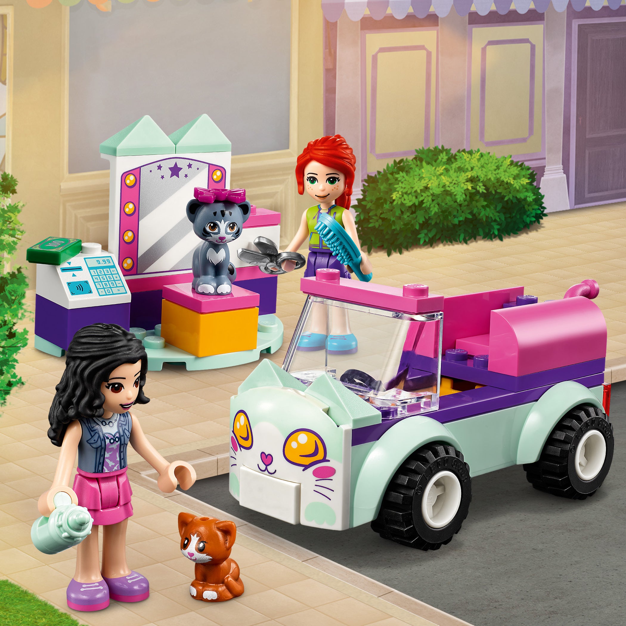 Lego friends 2025 cat grooming car